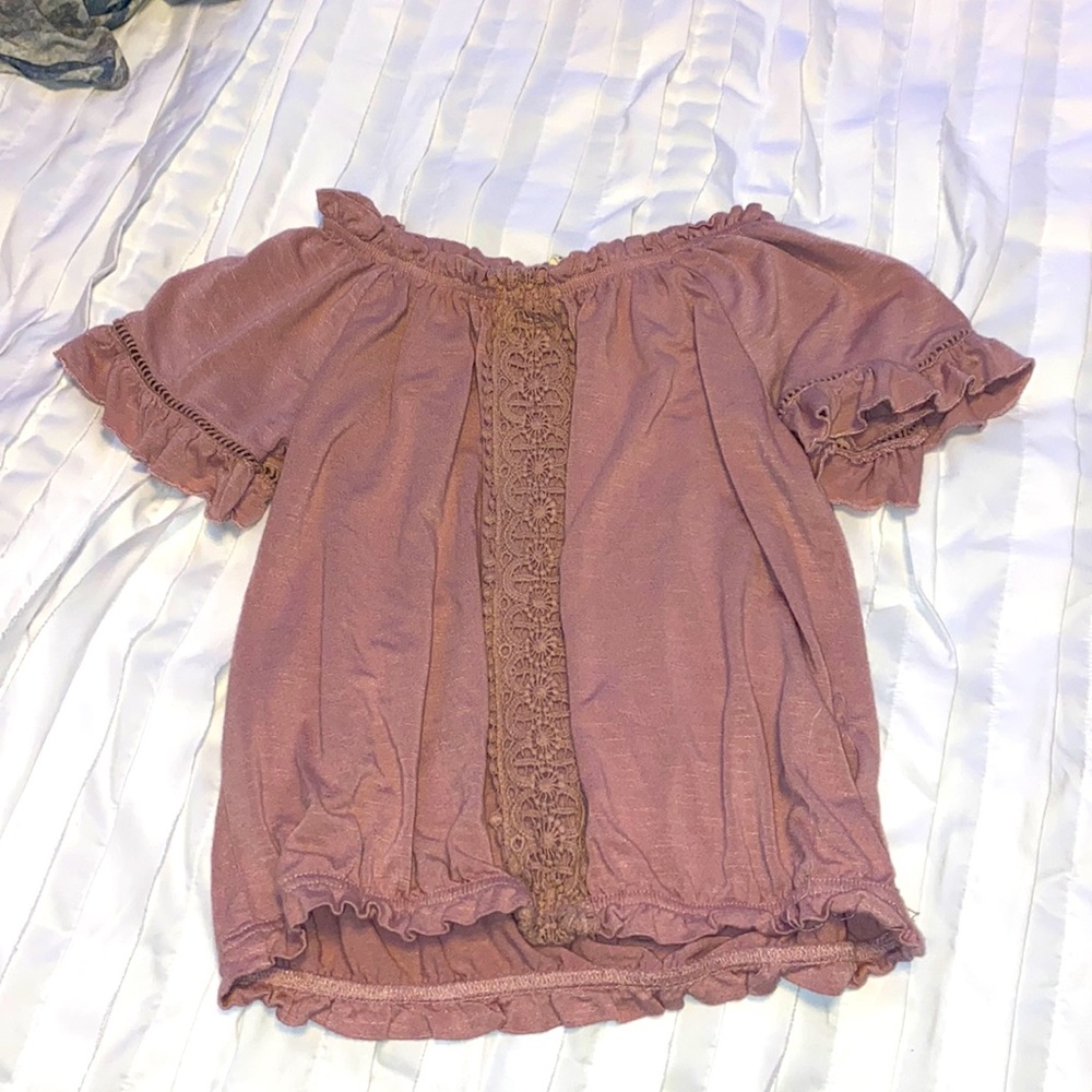 Pink off the shoulder tee